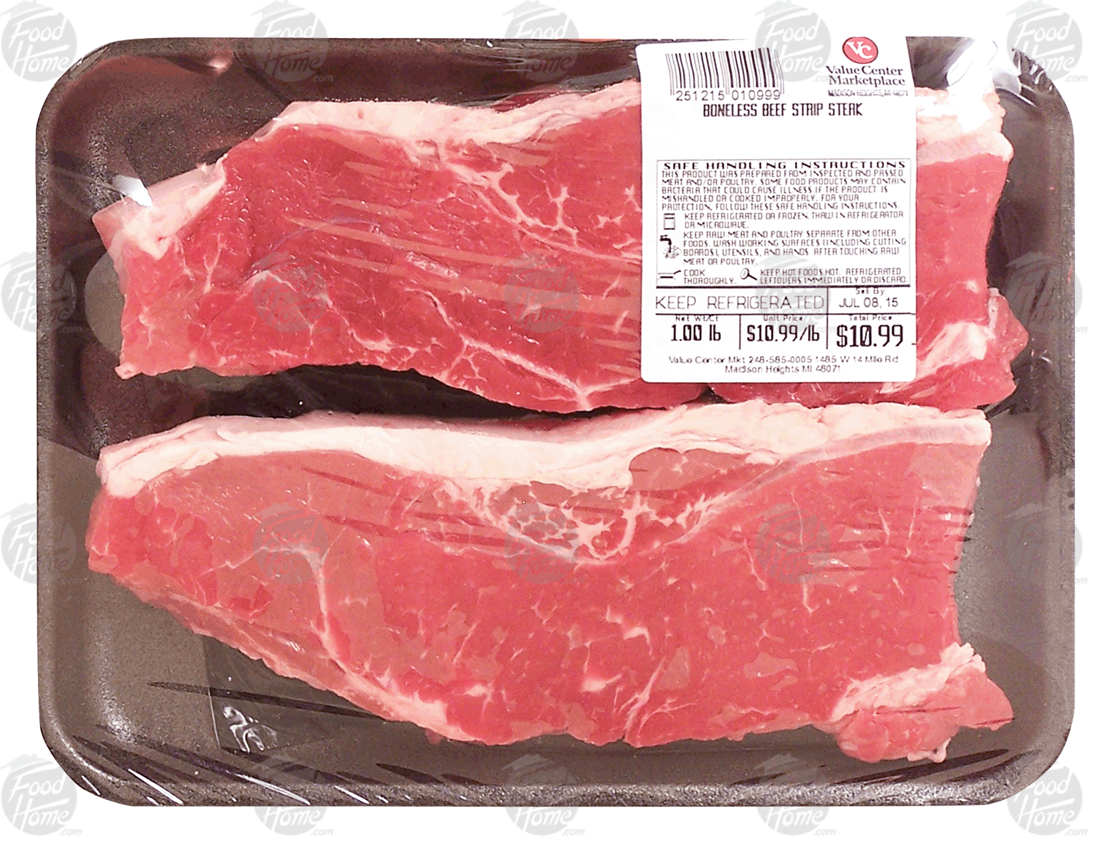 Value Center Market  beef strip steak, boneless, price per pound Full-Size Picture